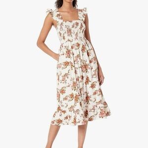 The Drop Women's Kimi Ruffled Shoulder Smocked Midi Dress